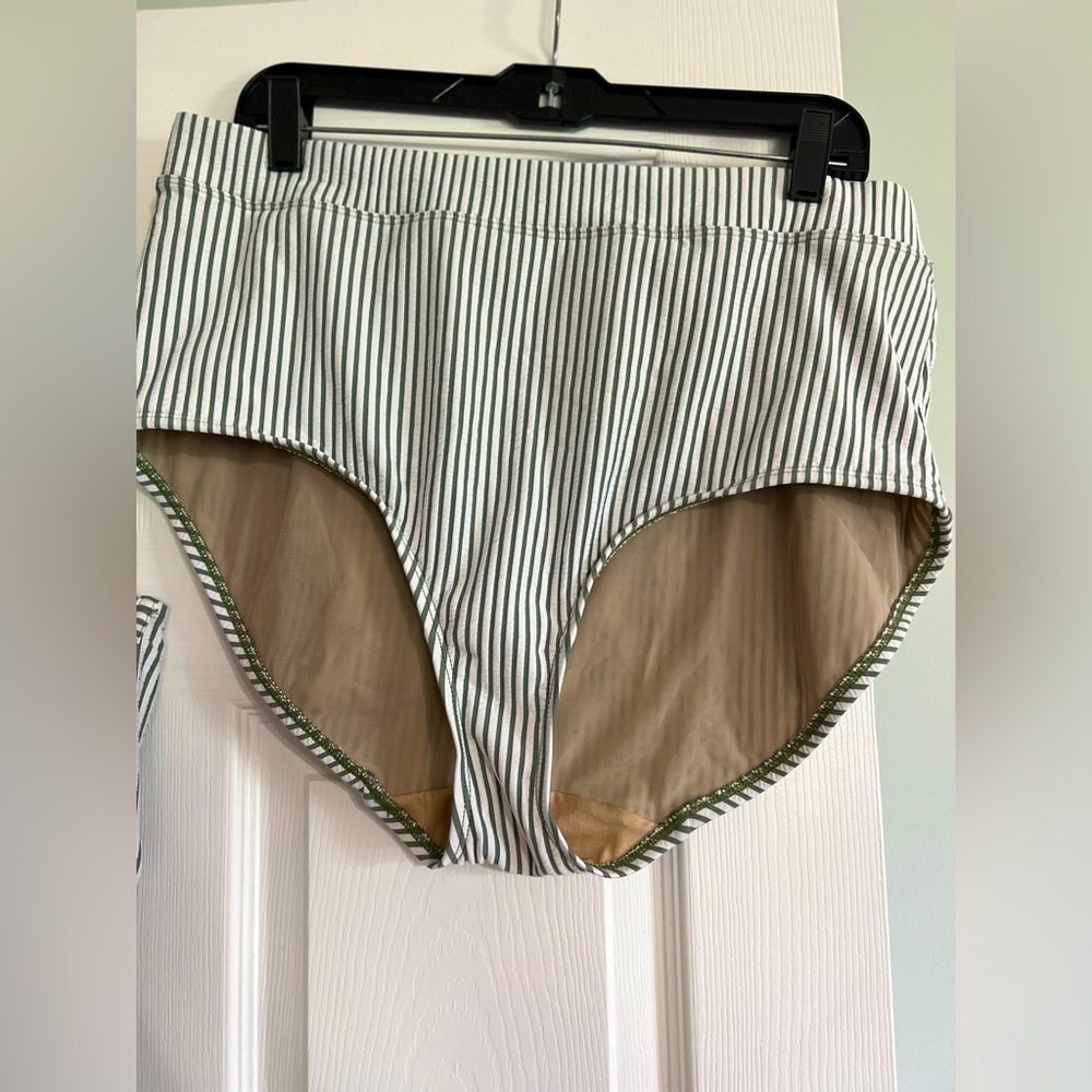 Seersucker High Waist Swim Brief